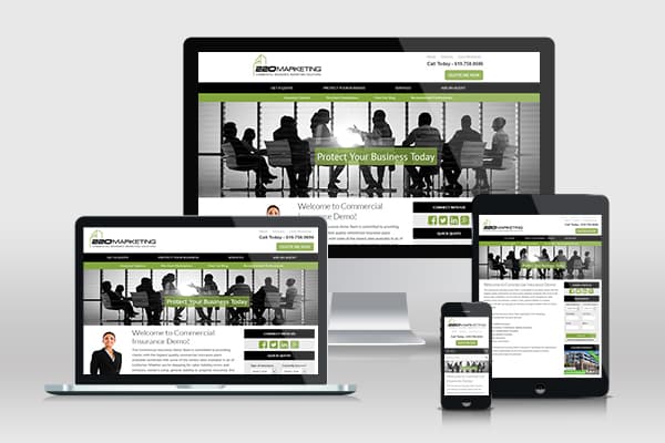Commercial Insurance Demo displayed on different devices